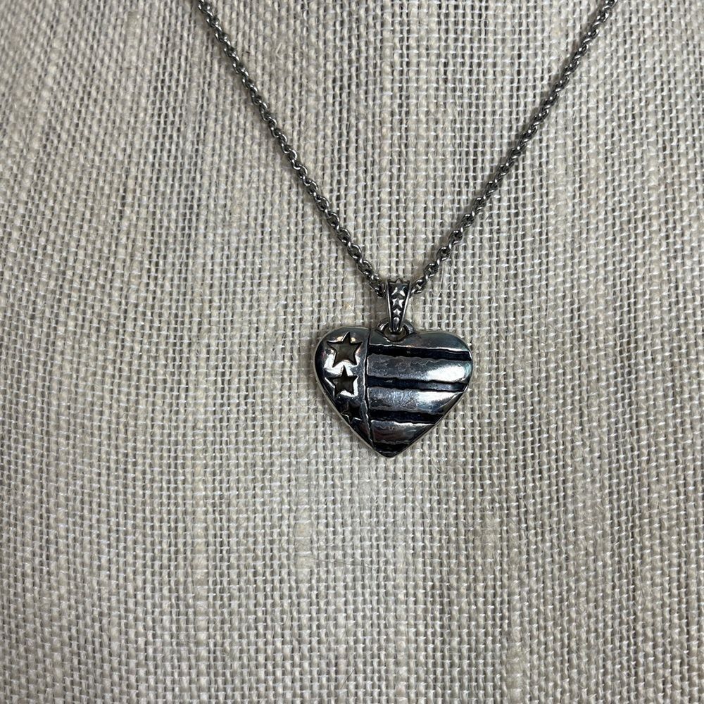 Brighton 2 sided reversible heart flag  & celestial day pendant w/chain & bag